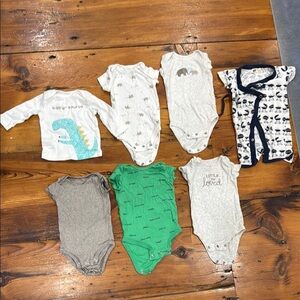 3 month bundle of baby onsies short sleeve & Monica and Andy bbq romper